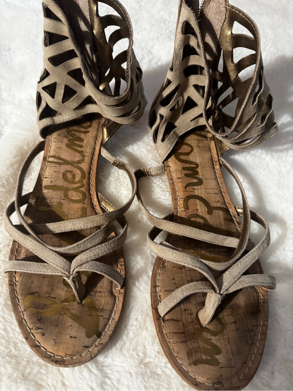 Sam Edelman Taupe Cutout Strappy Gladiator Sandals